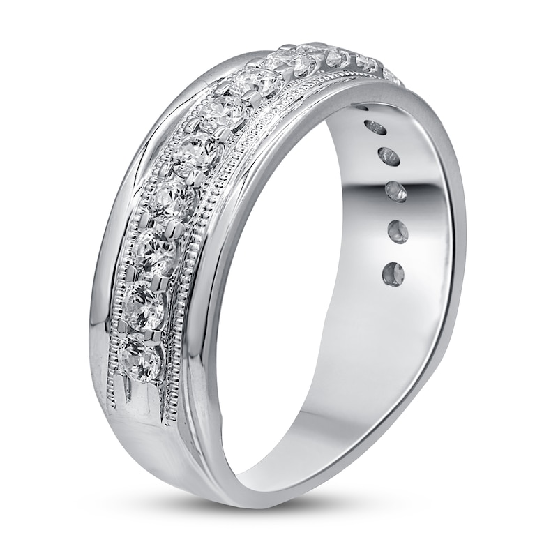 Men's Diamond Wedding Ring 1 ct tw Round-cut 10K White Gold