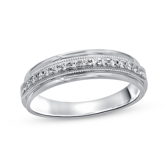 Now + Forever Men's Diamond Wedding Ring 1/2 ct tw Round-cut 10K White Gold