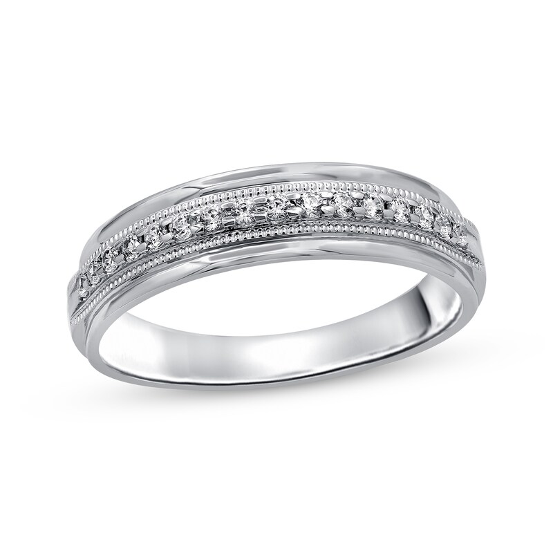 Men's Diamond Wedding Ring 1/2 ct tw Round-cut 10K White Gold