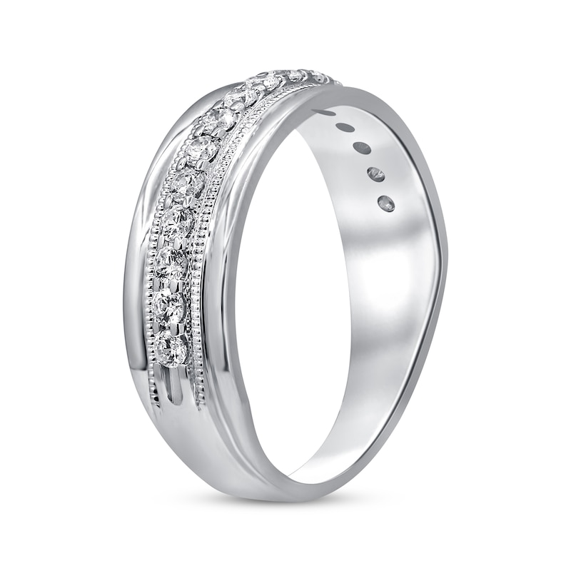 Men's Diamond Wedding Ring 1/2 ct tw Round-cut 10K White Gold
