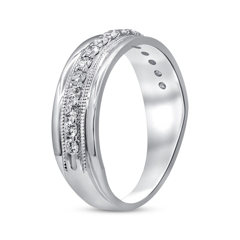 Main Image 2 of Now + Forever Men's Diamond Wedding Ring 1/2 ct tw Round-cut 10K White Gold