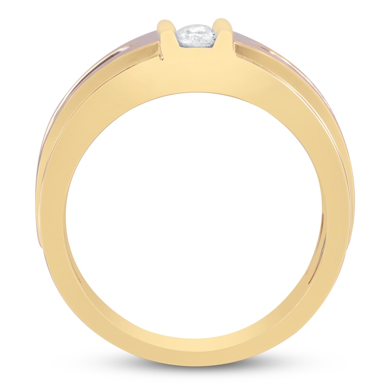 Main Image 2 of Men’s Brown and White Diamond Ring 1 ct tw 10K Yellow Gold