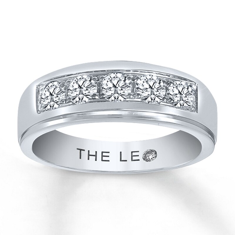 Main Image 1 of THE LEO Diamond Men's Band 1 ct tw Round-cut 14K White Gold
