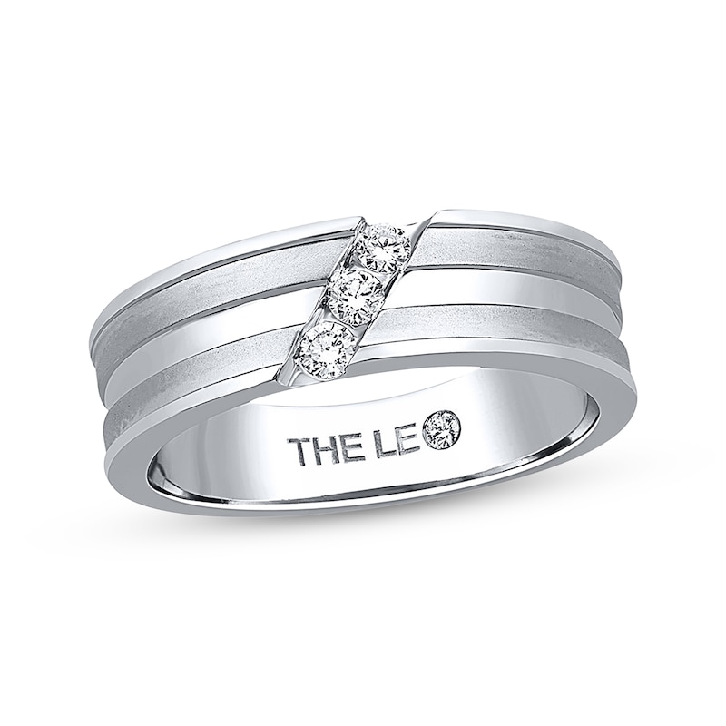 Men's Wedding Band 1/6 ct tw THE LEO Diamonds 14K White Gold