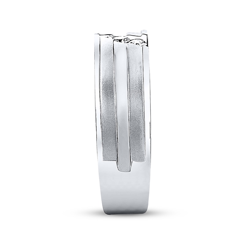 Men's Wedding Band 1/6 ct tw THE LEO Diamonds 14K White Gold