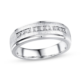Now + Forever Men's Diamond Wedding Ring 1/6 ct tw 10K White Gold