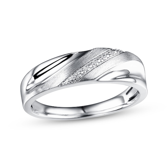 Now + Forever Men's Wedding Ring Diamond Accents 10K White Gold