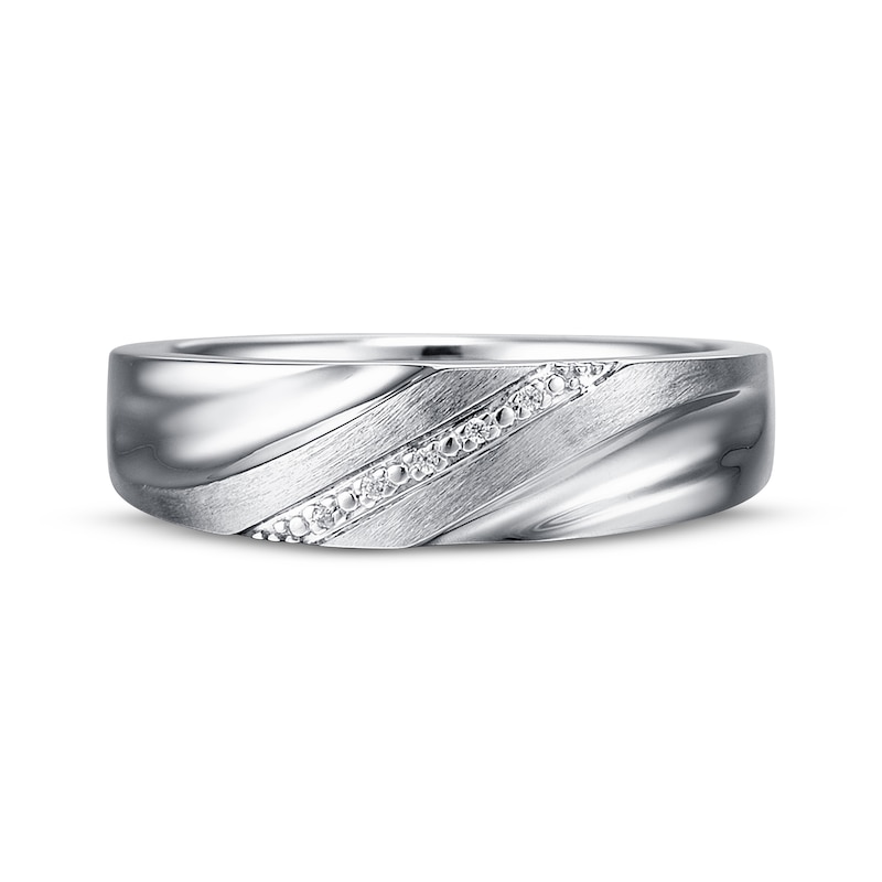 Men's Wedding Ring Diamond Accents 10K White Gold