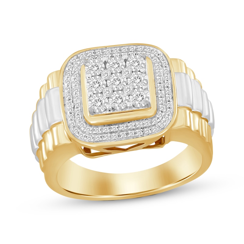 Main Image 1 of Men's Diamond Fashion Ring 1/4 ct tw Round-cut 10K Two-Tone Gold