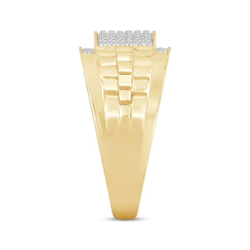 Main Image 2 of Men's Diamond Fashion Ring 1/4 ct tw Round-cut 10K Two-Tone Gold