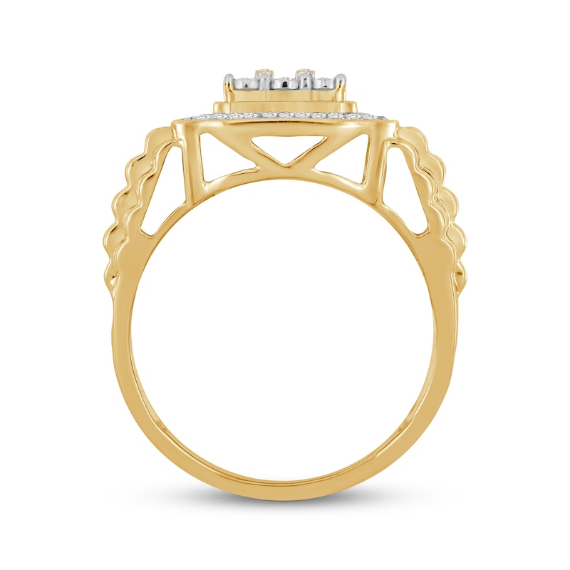 Main Image 3 of Men's Diamond Fashion Ring 1/4 ct tw Round-cut 10K Two-Tone Gold