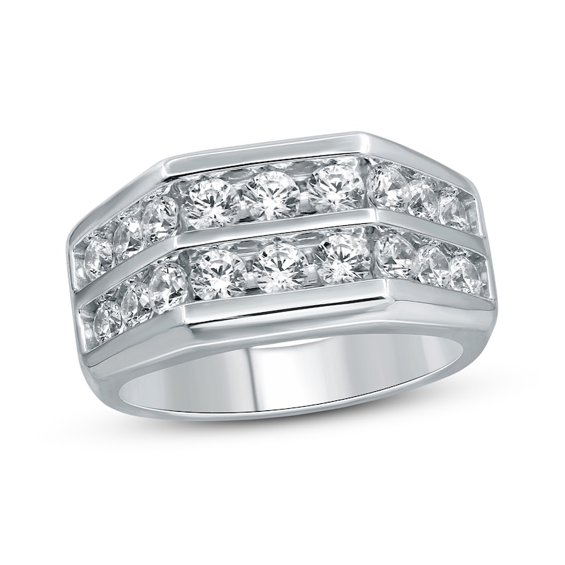 Men's Diamond Wedding Ring 2 ct tw Round-cut 10K White Gold with 360