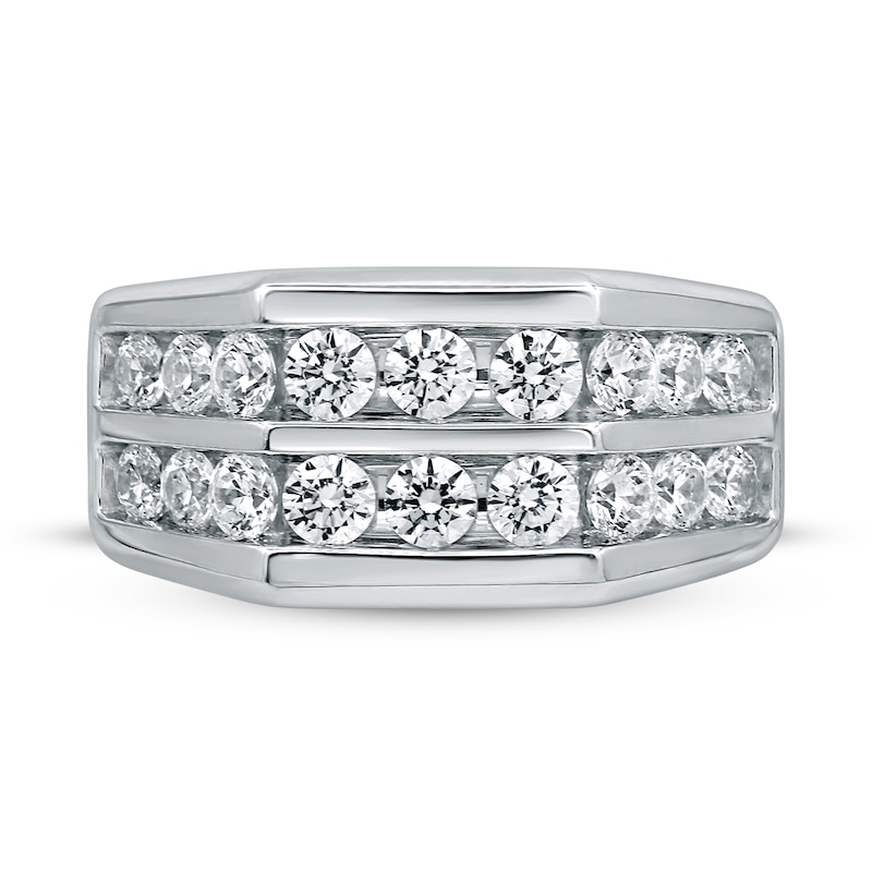 Men's Diamond Wedding Ring 2 ct tw Round-cut 10K White Gold