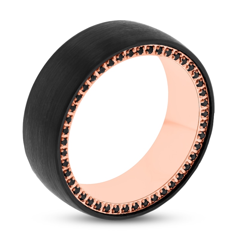 Main Image 2 of Men's Wedding Band Tungsten Black Sapphire