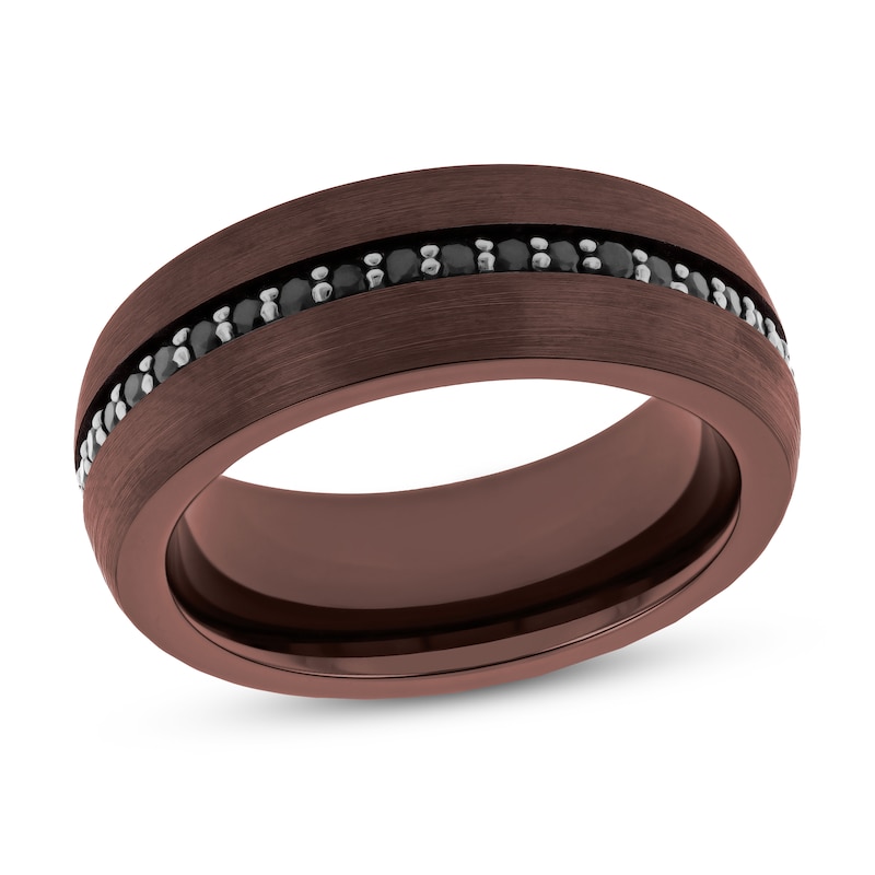 Main Image 1 of Men's Wedding Band Tungsten Black Sapphire