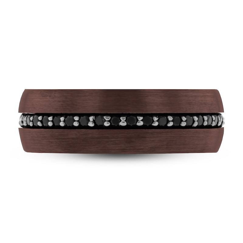 Main Image 3 of Men's Wedding Band Tungsten Black Sapphire