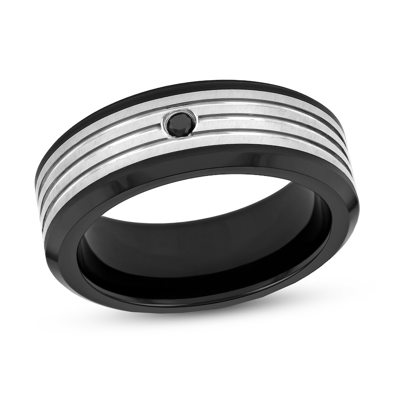 Men's Wedding Band Black Diamonds 1/20 ct tw Tungsten