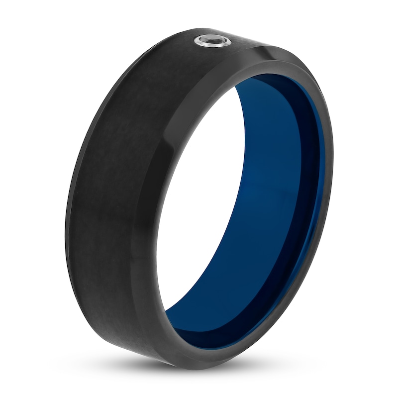 Main Image 2 of Men's Black Diamond Wedding Band 1/20 ct tw Tungsten