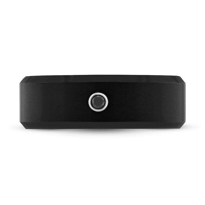 Main Image 3 of Men's Black Diamond Wedding Band 1/20 ct tw Tungsten