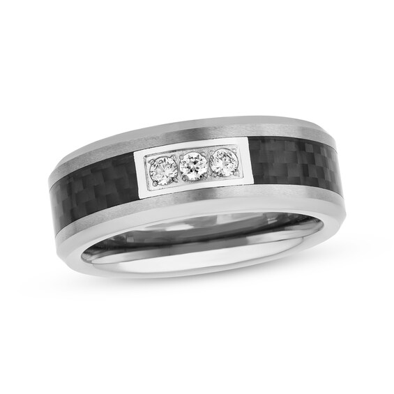 Diamond Wedding Band 1/6 ct tw Black Tungsten 10