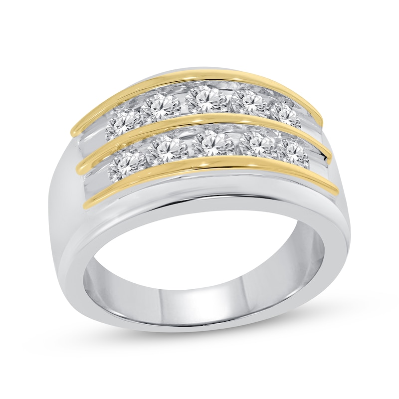 Men's Diamond Wedding Band 2 ct tw Round-cut 10K Two-Tone Gold