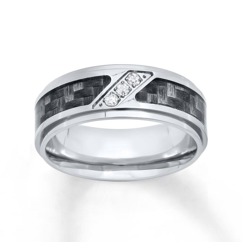 Main Image 1 of Men's Wedding Band 1/15 ct tw Diamonds Stainless Steel