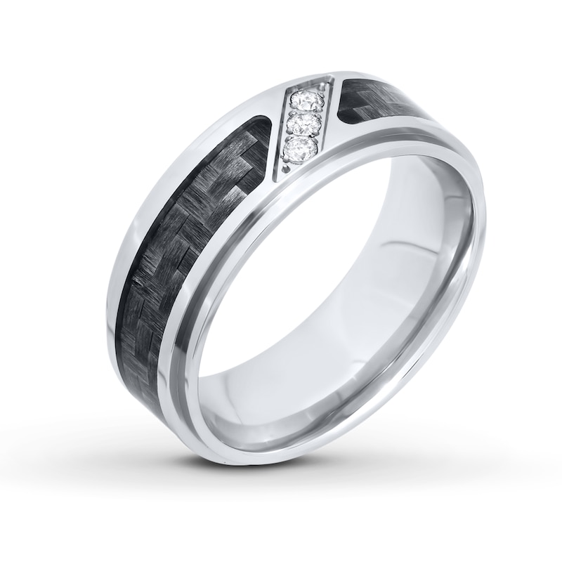 Main Image 4 of Men's Wedding Band 1/15 ct tw Diamonds Stainless Steel