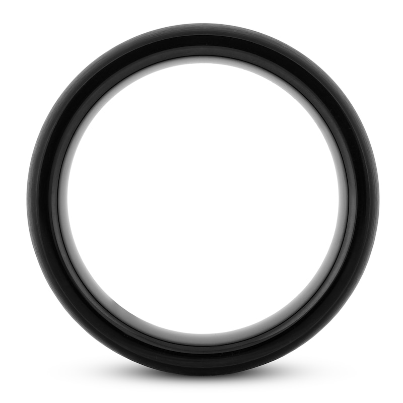 Main Image 3 of 8mm Natural Sapphire Wedding Band Black Tungsten Carbide