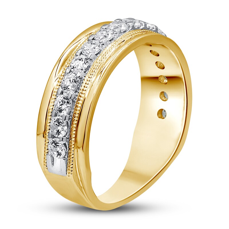 Men's Diamond Wedding Band 1 ct tw Round-cut 10K Yellow Gold
