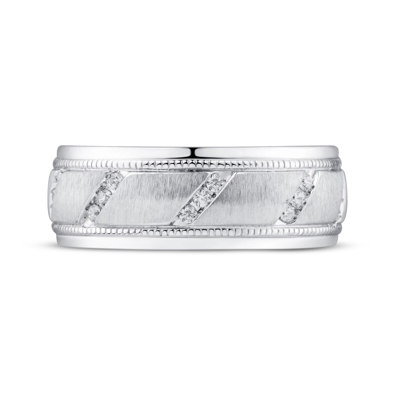 Men's Diamond Wedding Band 1/5 ct tw Round-cut 10K White Gold