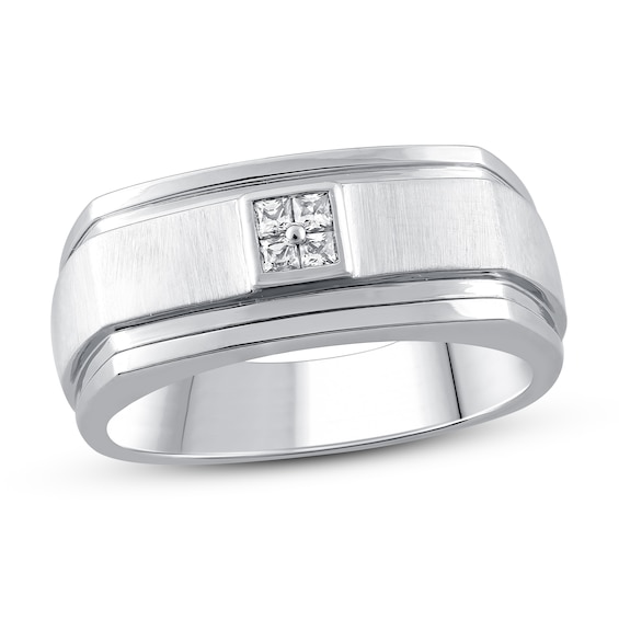 Men's Diamond Ring 1/8 ct tw Square-cut 10K White Gold | Kay
