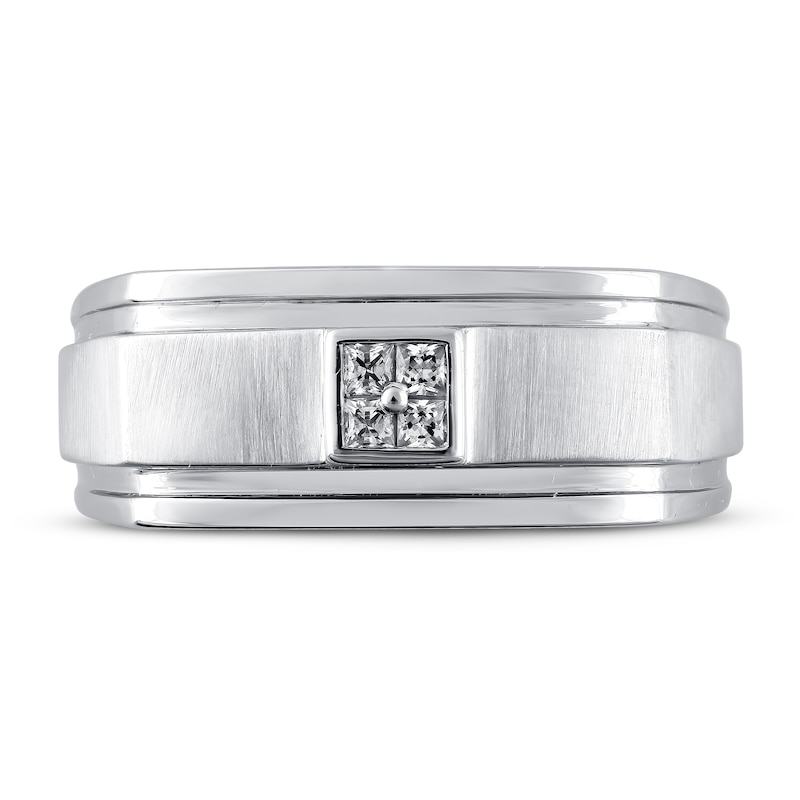 Men's Diamond Ring 1/8 ct tw Square-cut 10K White Gold