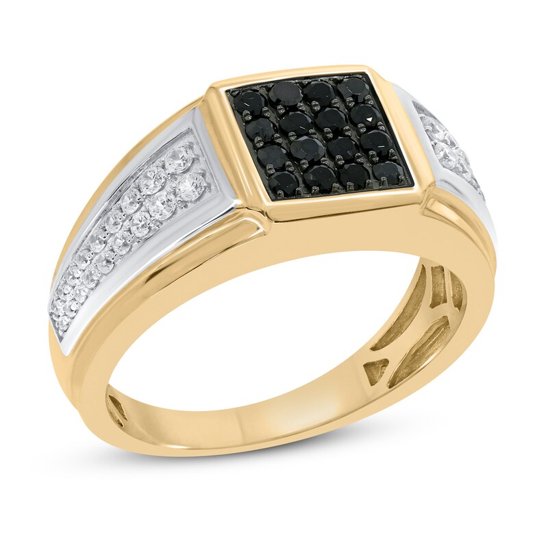 Men's Black/White Diamond Ring 3/4 ct tw 10K Two-Tone Gold