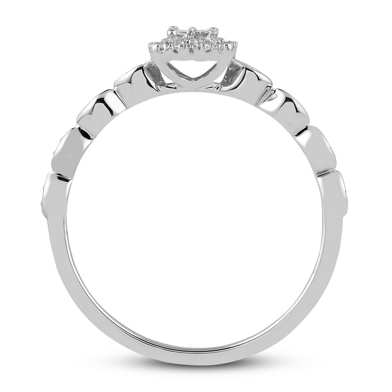 Diamond Promise Ring 1/8 ct tw Round & Baguette 10K White Gold