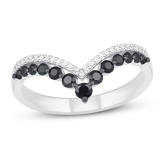 Black & White Diamond Ring 1/3 ct tw Round-cut Sterling Silver