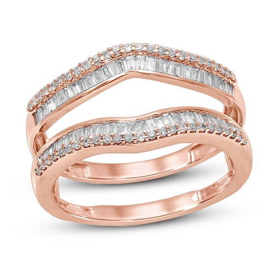 Now + Forever Diamond Enhancer Ring 1/2 ct tw Round/Baguette 14K Rose Gold