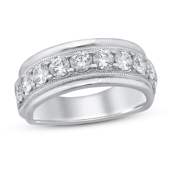 Now + Forever Men's Diamond Wedding Band 2 ct tw Round-cut 10K White Gold