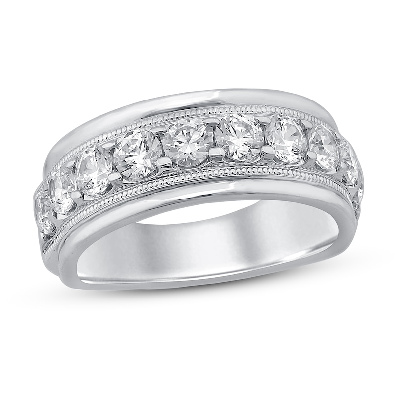 Main Image 1 of Now + Forever Men's Diamond Wedding Band 2 ct tw Round-cut 10K White Gold