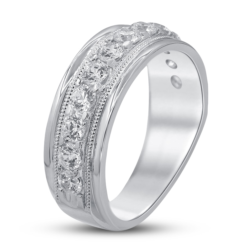 Main Image 2 of Now + Forever Men's Diamond Wedding Band 1-1/2 ct tw Round-cut 10K White Gold