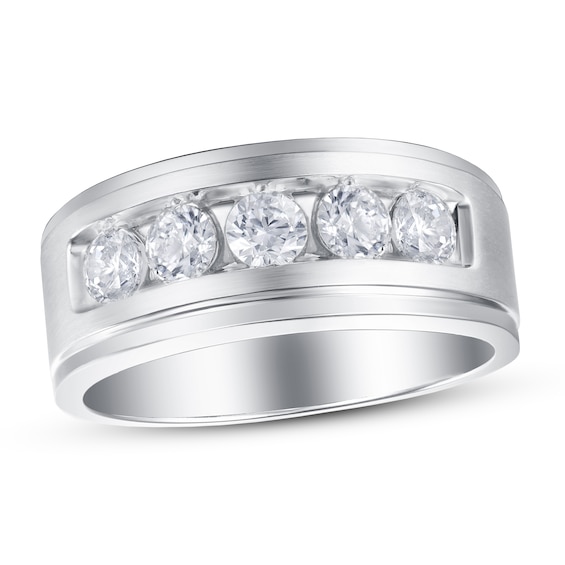 Now + Forever Men's Diamond Wedding Band 1 ct tw Round-cut 14K White Gold
