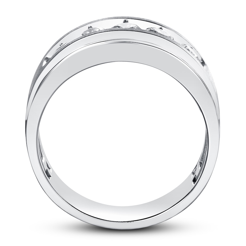 Main Image 3 of Now + Forever Men's Diamond Wedding Band 1 ct tw Round-cut 14K White Gold