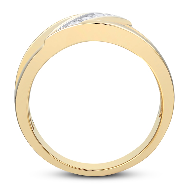 Main Image 3 of Now + Forever Men's Diamond Wedding Band 1/6 ct tw Round-cut 10K Yellow Gold