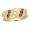 Thumbnail Image 1 of Now + Forever Men's Black & White Diamond Wedding Band 1/2 ct tw Round-cut 10K Yellow Gold