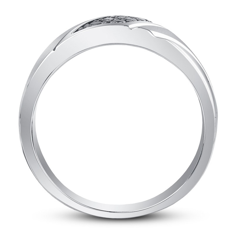 Main Image 3 of Now + Forever Men's Black Diamond Wedding Band 1/5 ct tw Round-cut 10K White Gold