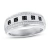 Thumbnail Image 1 of Now + Forever Men's Black & White Diamond Wedding Band 1/2 ct tw Round-cut 10K White Gold