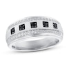 Thumbnail Image 0 of Men's Black & White Diamond Wedding Band 1/2 ct tw Round-cut 10K White Gold