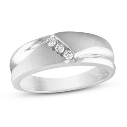 Now + Forever Men's Diamond Wedding Band 1/8 ct tw Round-cut 10K White Gold