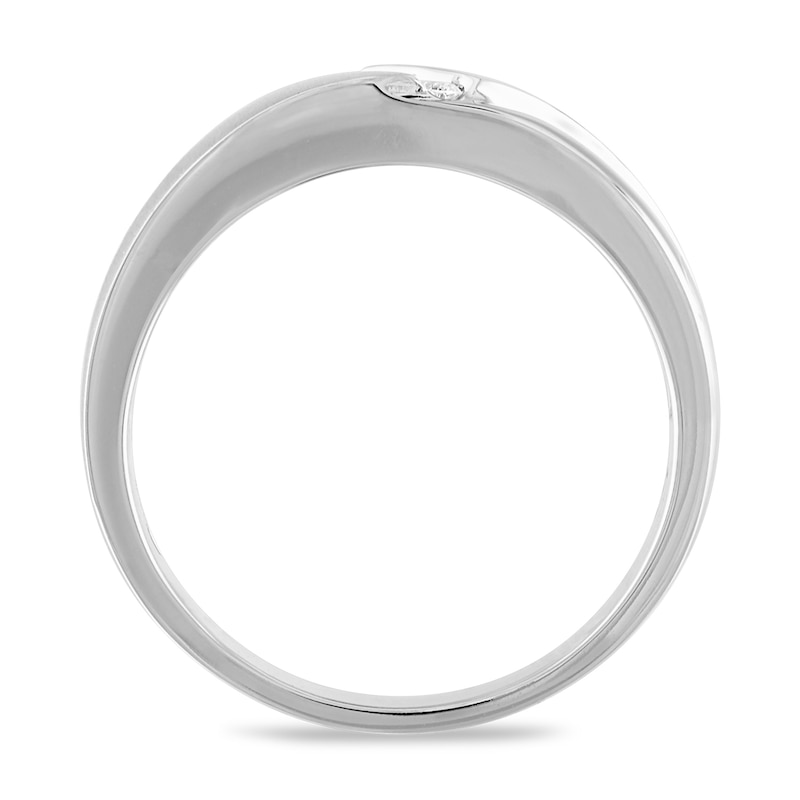 Main Image 3 of Now + Forever Men's Diamond Wedding Band 1/8 ct tw Round-cut 10K White Gold