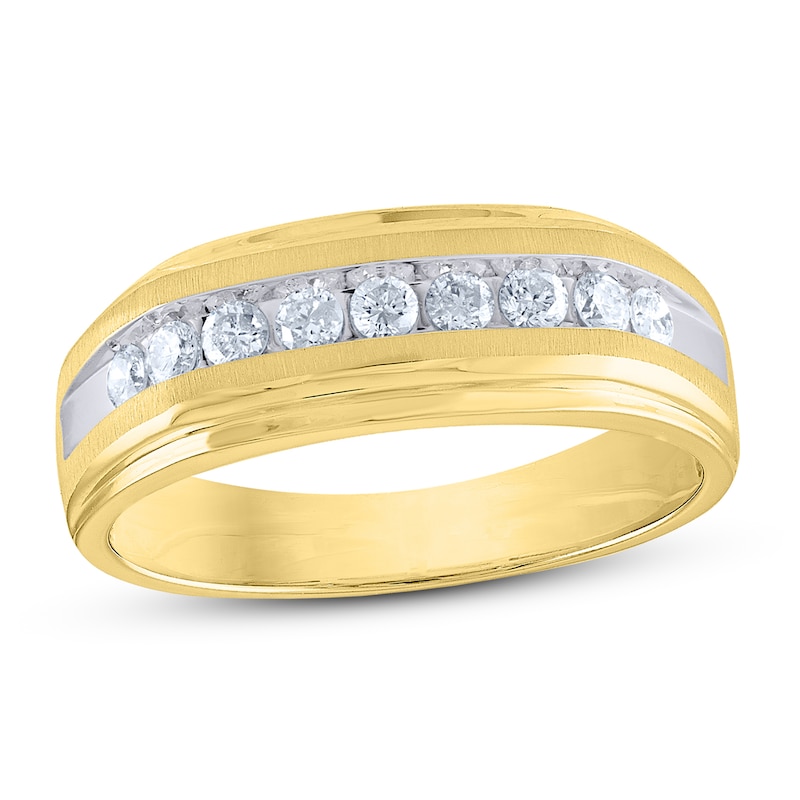 Main Image 1 of Now + Forever Men's Diamond Wedding Band 1/2 ct tw Round-cut 10K Yellow Gold