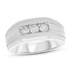 Thumbnail Image 1 of Now + Forever Men's 3-Stone Diamond Wedding Band 1/2 ct tw Round-cut 10K White Gold